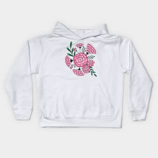 Vintage carnation flowers in green and pink Kids Hoodie